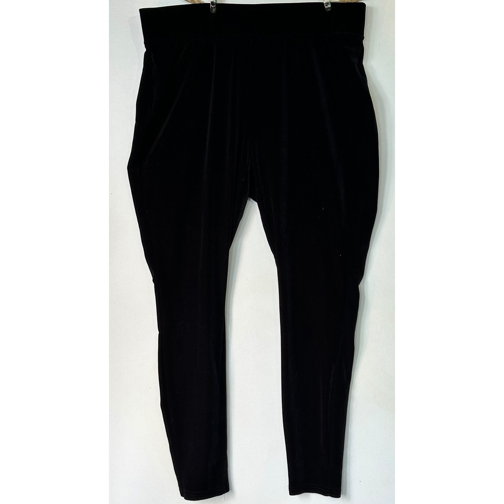 Lands' End Velvet Leggings Velour Pockets Women 1X Black Formal